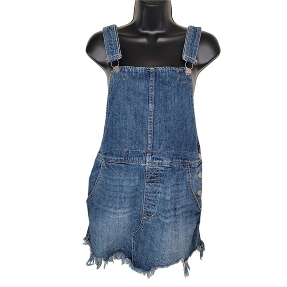 Free People Denim Jean Romper Skirt Size 4 dress - Picture 1 of 9